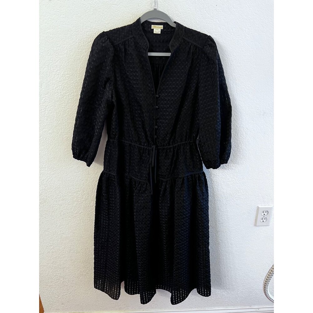 Shoshanna Teagan jet black tiered Aline stitched midi dress women size 10